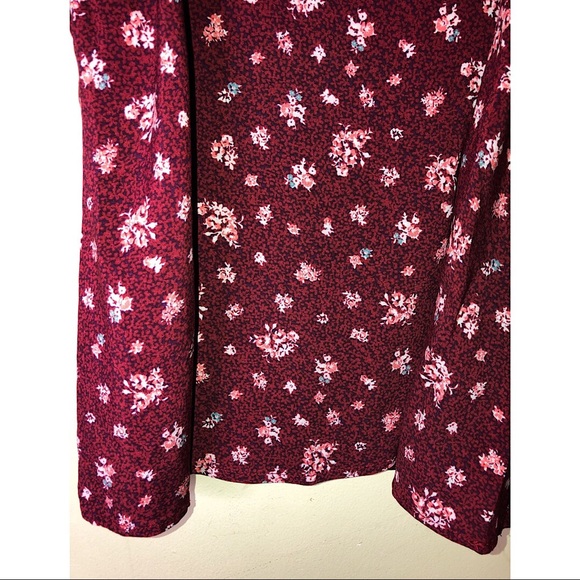 Floral Loose Tank Top Blouse Burgundy Small - Picture 6 of 7